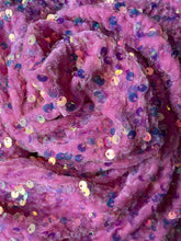 Load image into Gallery viewer, Pink velvet with purple/gold sequin