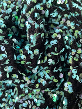 Load image into Gallery viewer, Black Velvet with Light Teal Sequin