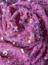 Load image into Gallery viewer, Pink velvet with purple/gold sequin
