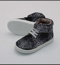 Load image into Gallery viewer, Black Glitter High Tops
