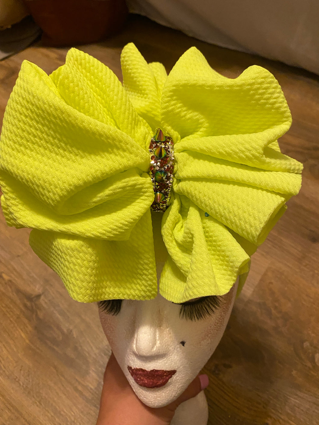 Neon yellow double layer messy with bling child