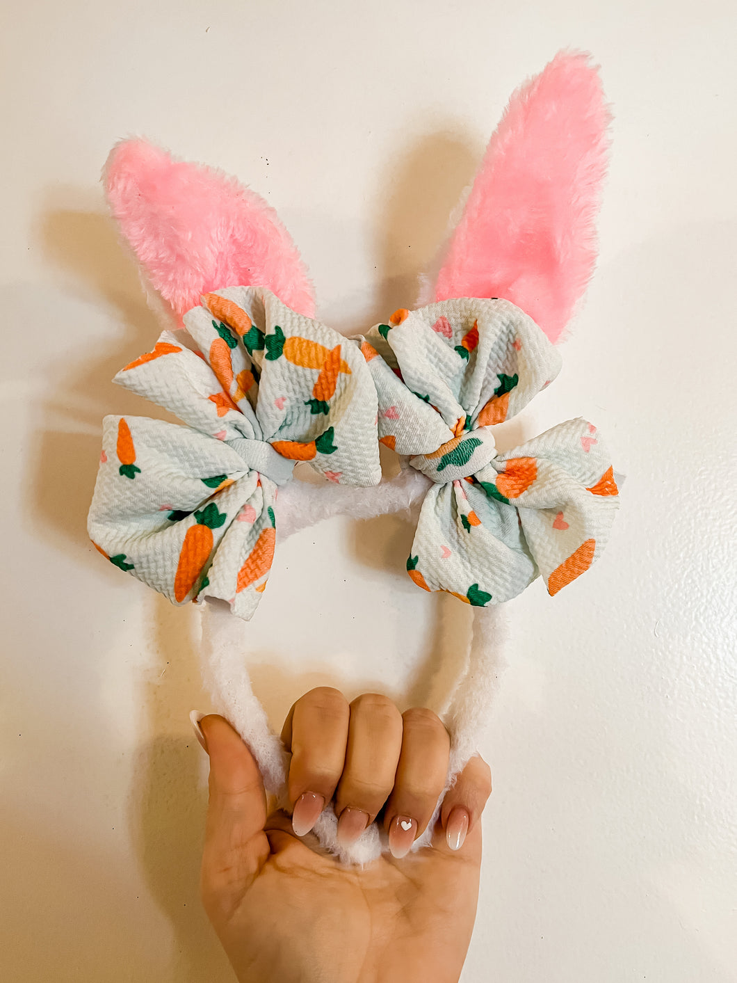 Bunny Bow Piggies (will come on headband. If you want the piggies on clips, leave in notes)