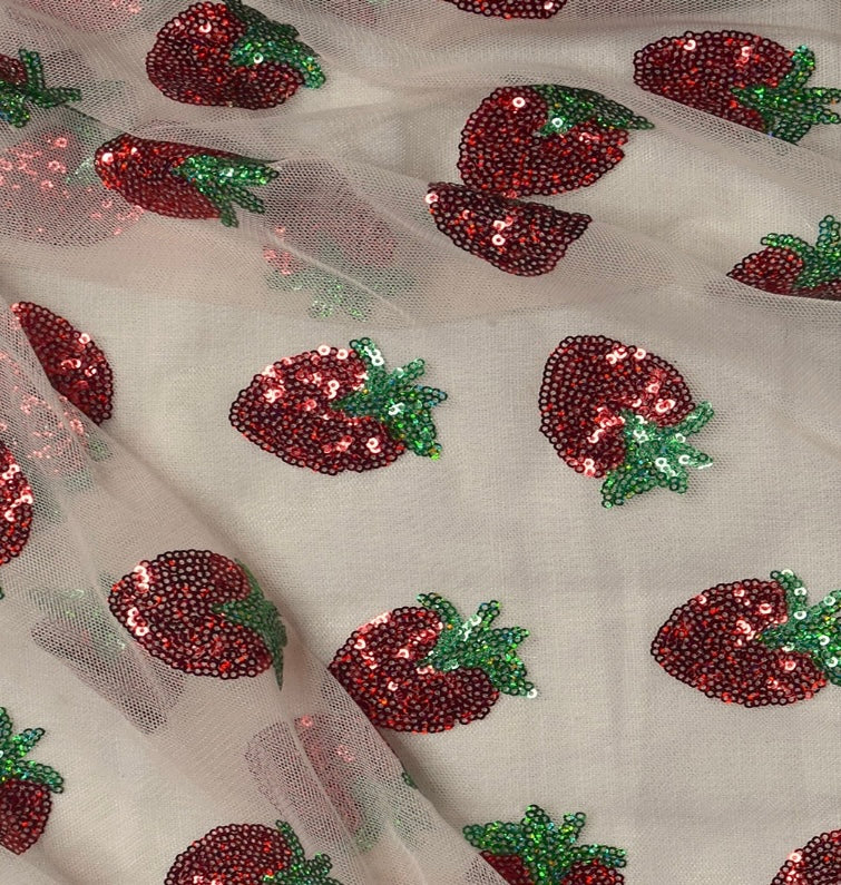 Strawberry sequin mesh