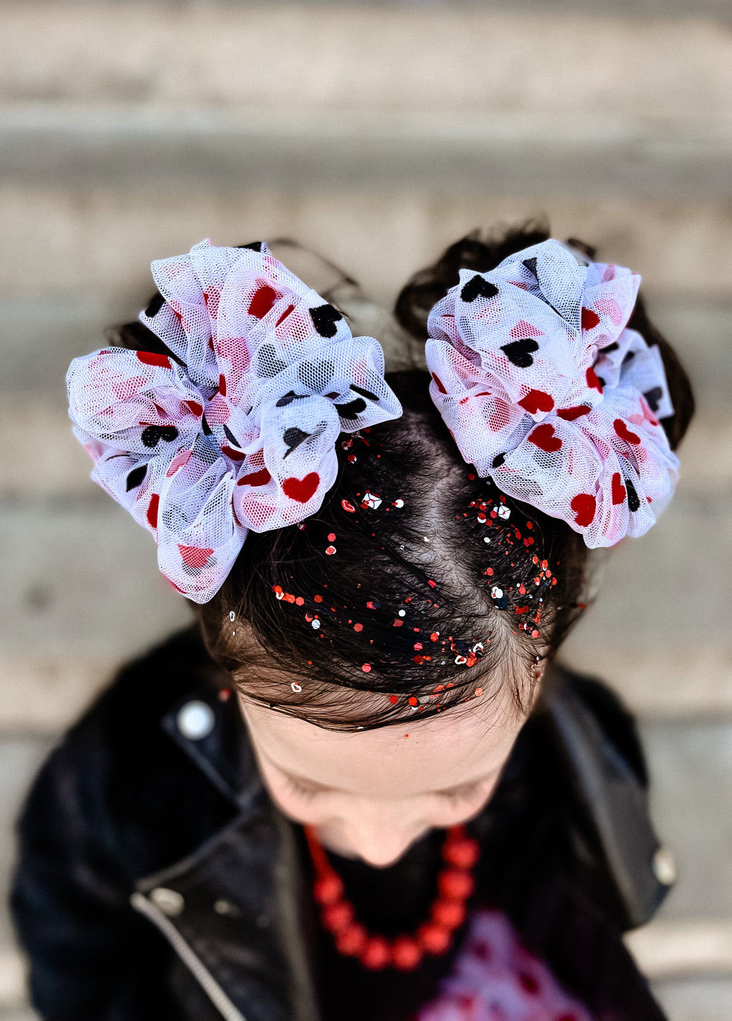 Black and Red Heart Mesh